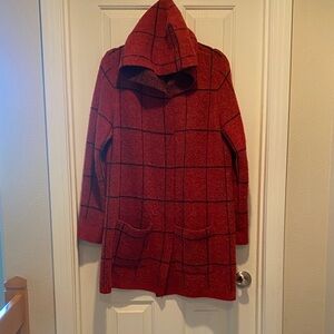 Cyrus Red Plaid Hooded Cardigan